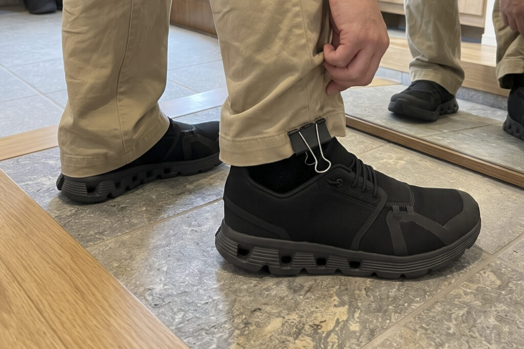 セルフ採寸STEP4　折った裾をダブルクリップで留める